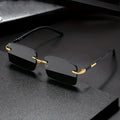 Rimless Sunglasses Rectangle Fashion Popular Women Men Shades Small Square Sun Glasses For Femal - Automotive LED Light