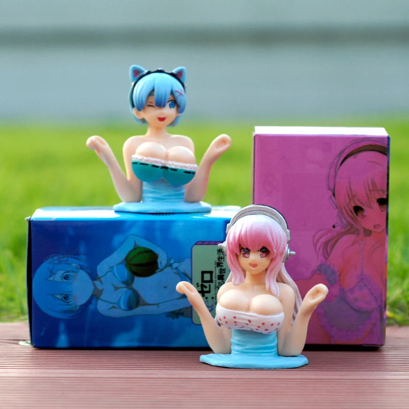 Sexy Kanako Chest Shaking Girls Car Ornaments Cartoon Kawaii Anime Statue Car Dashboard Sexy Dol - Automotive LED Light