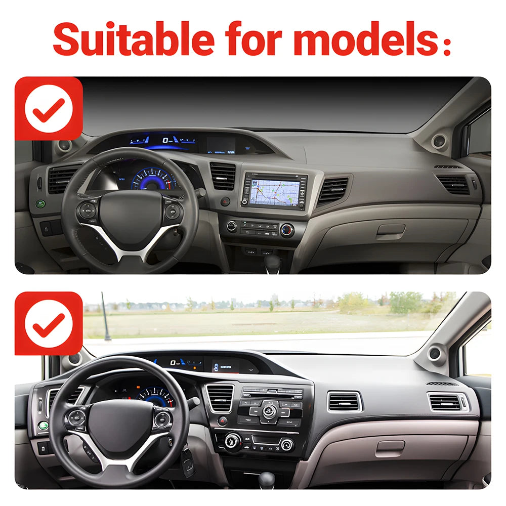 For Honda Civic 9th 2012 2013 2014 2015 Civic 9 Car Dashboard Mat Sun Shade Instrument Desk Non- - Automotive LED Light