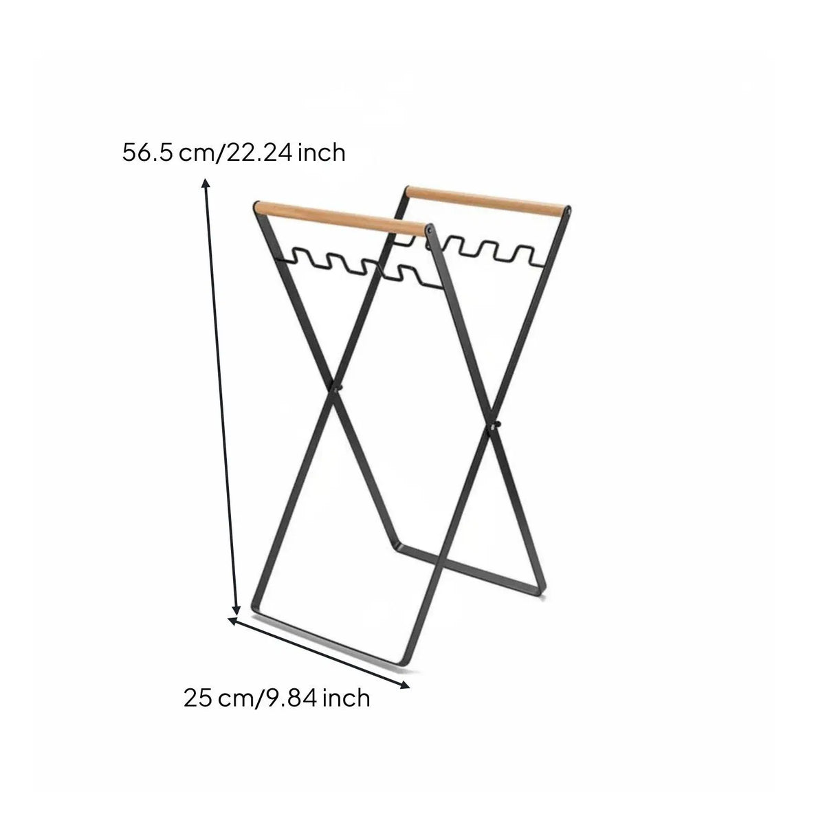 Outdoor Trash Rack Heavy-duty Foldable Rubbish Bin Holder Wooden Handle Iron Frame for Garden Re - Automotive LED Light