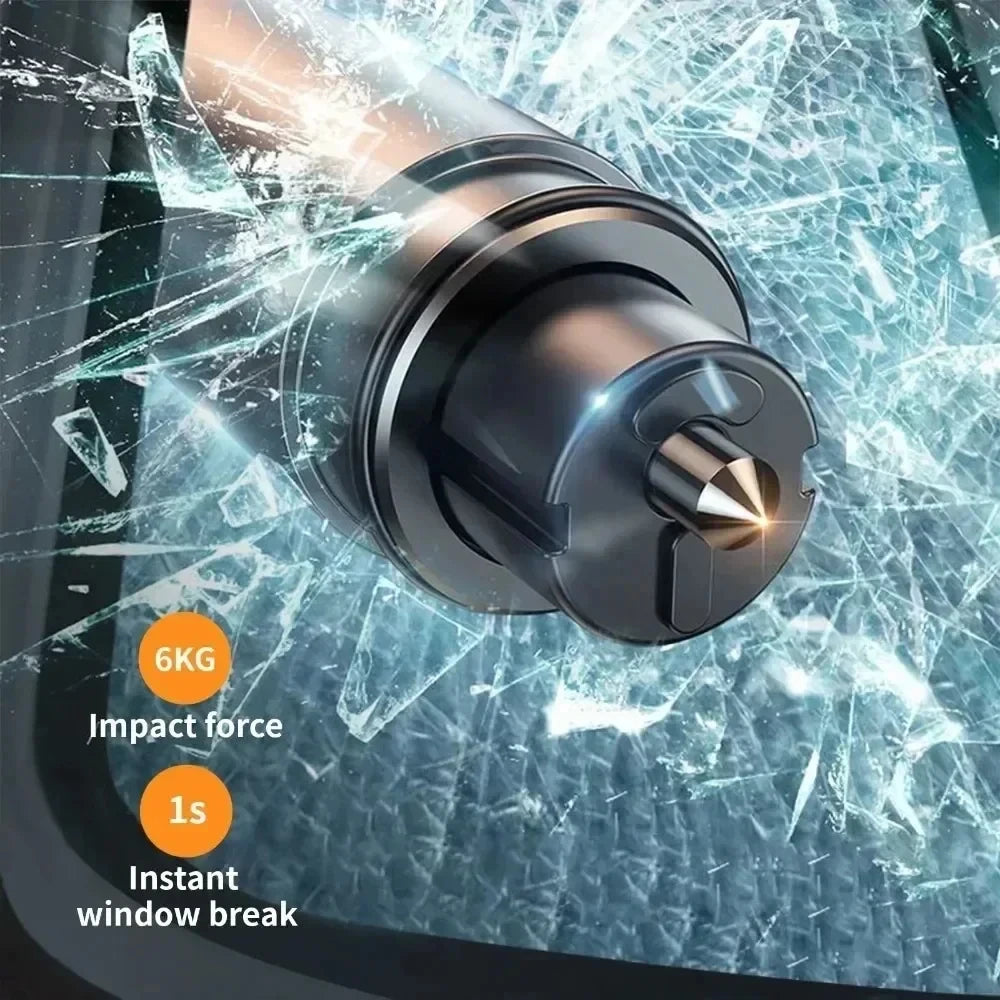Aluminum Alloy Car Emergency Safety Hammer, Automatic Window Breaker with Hidden Seat Belt Cutte - Automotive LED Light