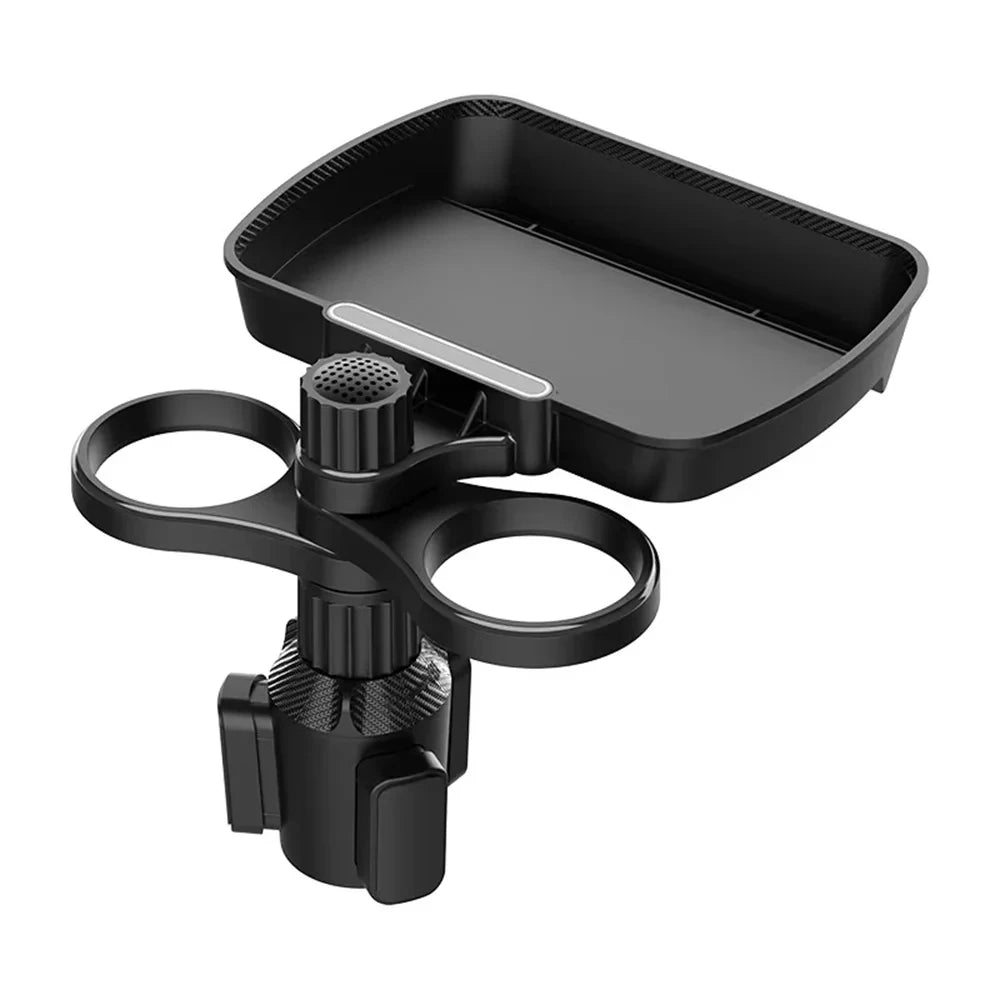 Dual Cup Holder Expander Adjustable for 360°Rotating Multifunctional Car Seat Cup Holder Snack T - Automotive LED Light