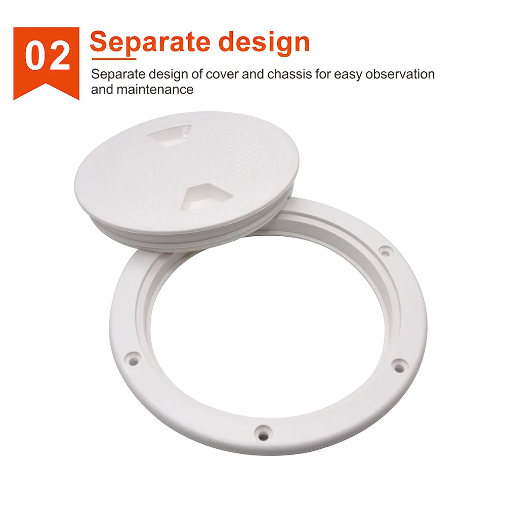 ABS Round Deck Inspection Access Hatch Cover Non-Slip Deck Plate for Marine Boat Kayak Canoe Whi - Automotive LED Light