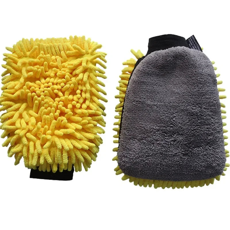 Car Wash Glove Coral Mitt Soft Anti-scratch for Car Wash Multifunction Thick Cleaning Glove Car  - Automotive LED Light