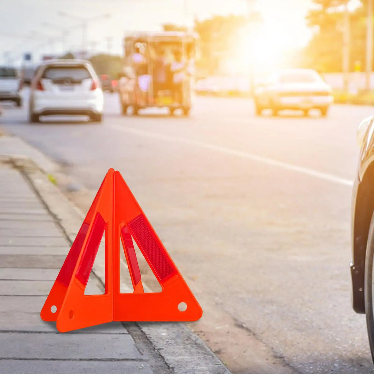 Emergency Warning Triangle Practical Early Warning Sign Emergency Triangle for Breakdown Roadsid - Automotive LED Light