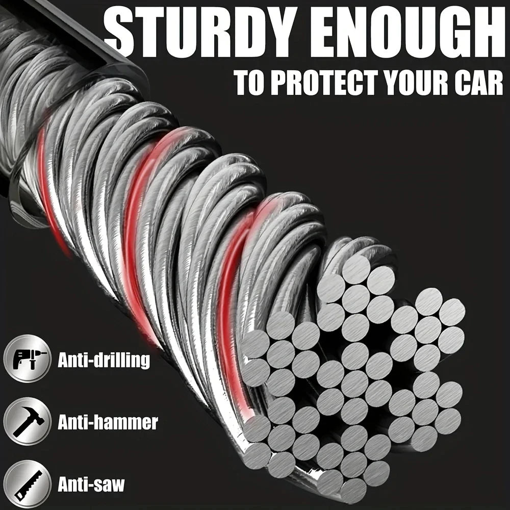 Automotive Security Deterrent Car Steering Wheel Lock Reinforced Cable in Red Blue Yellow Black  - Automotive LED Light