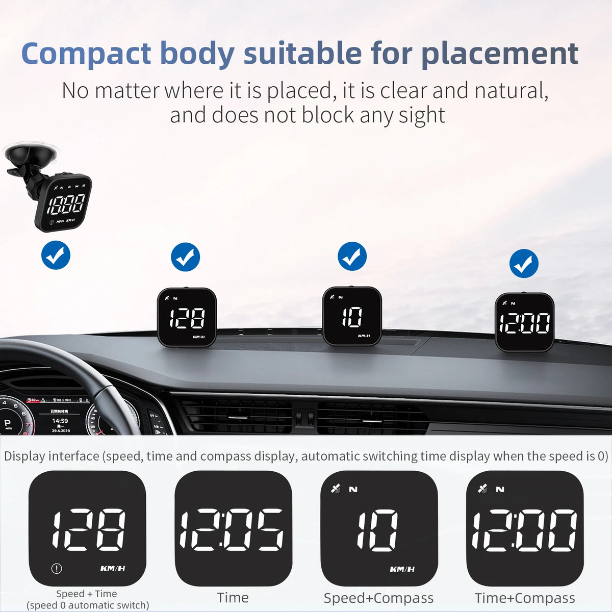 Universal Car Mini HUD G4S GPS Head Up Display Auto Digital KMH/MPH Speedometer  for Mini G4S - Automotive LED Light
