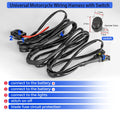 Motorcycle LED Fog Light Car LED Light Bar Wiring Harness Kit Relay On / Off Switch Wiring Harne - LED Motorcycle Light