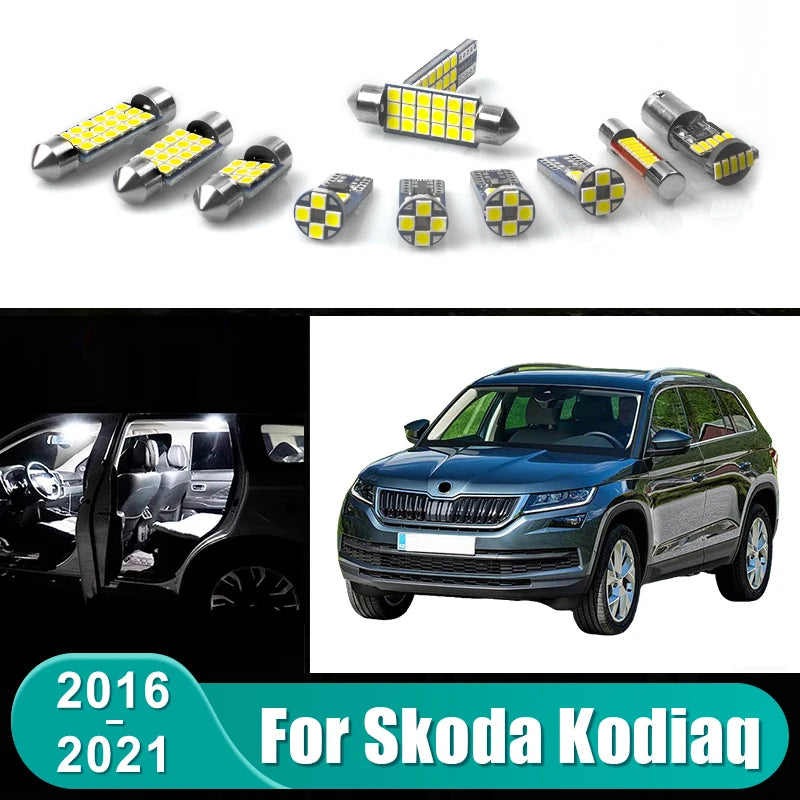 For Skoda Kodiaq 2016 2017 2018 2019 2020 2021 11pcs Car LED Bulbs Interior Lamp Glove Box Trunk - Automotive LED Light