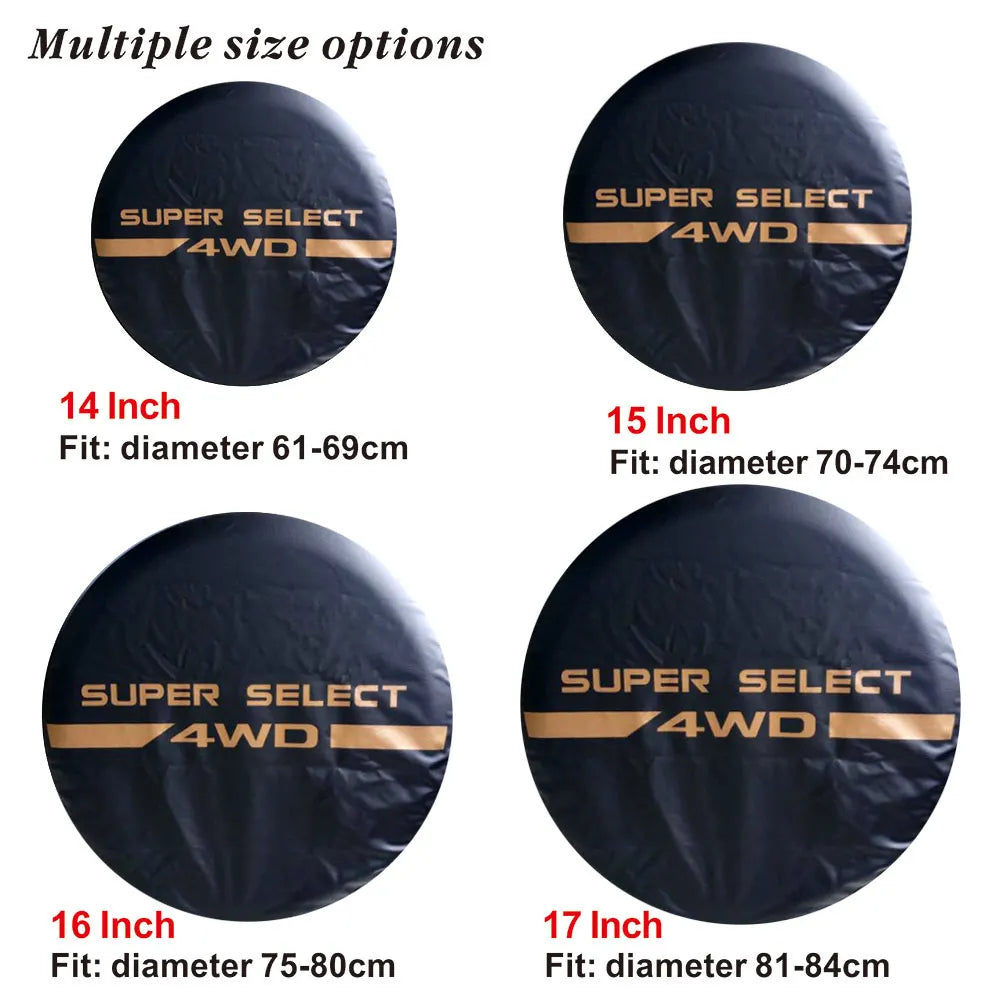 Car Style 14" 15" 16" 17" Inch Car Tire Cover 4WD 4x4 PVC Leather Spare Wheel Tire Cover Case Ba - Automotive LED Light