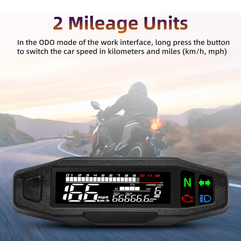 Motorcycle Speedometer Universal Digital Dashboard Instrument with Turn Signal Light Km/h Hour M - LED Motorcycle Light