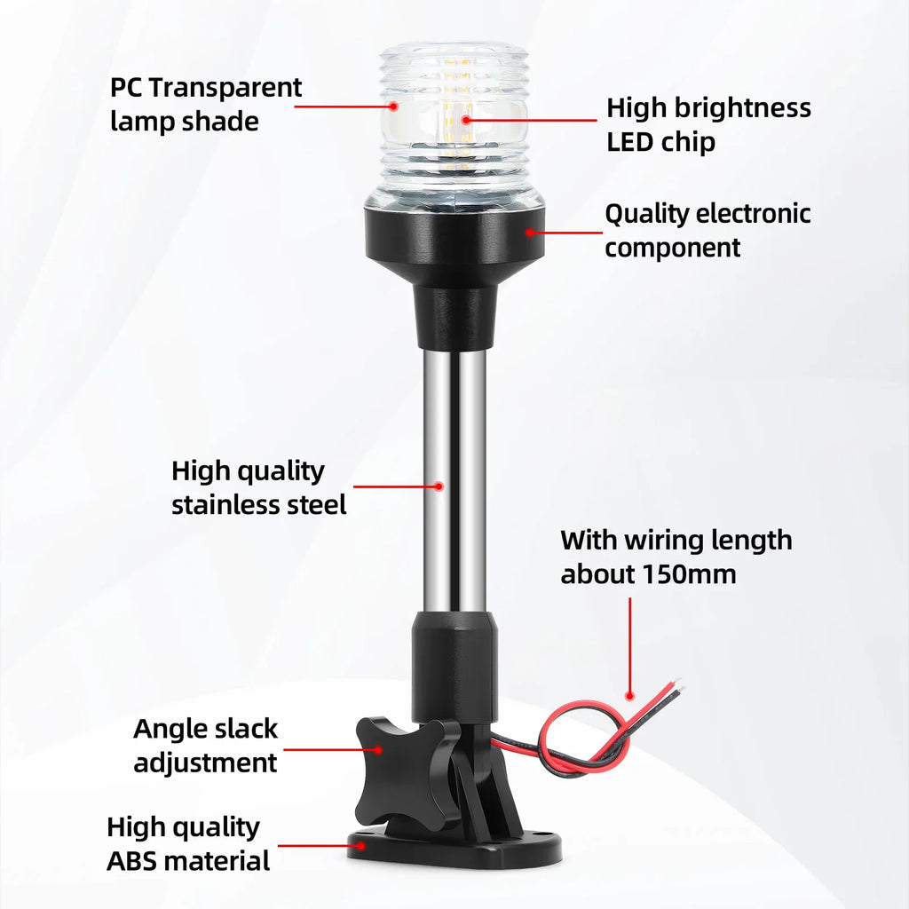 12V 24V Fold Down Navigation Light Boat LED Sailing Signal Light Yacht Marine 180 Degree Navigat - Automotive LED Light