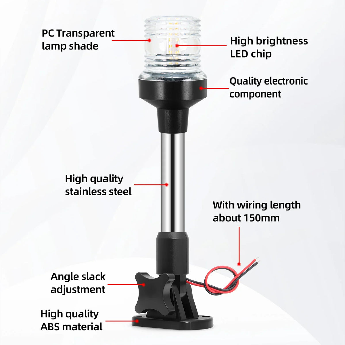 12V 24V Fold Down Navigation Light Boat LED Sailing Signal Light Yacht Marine 180 Degree Navigat - Automotive LED Light
