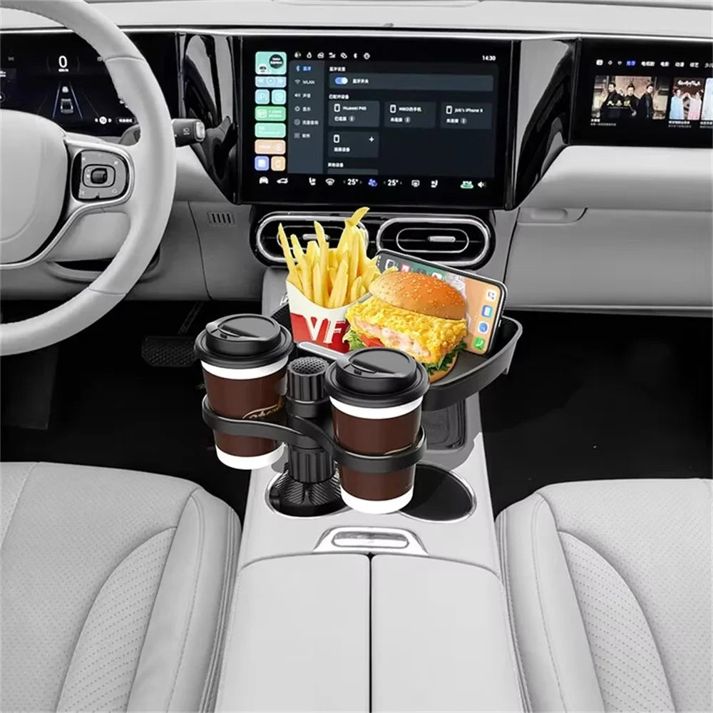 Dual Cup Holder Expander Adjustable for 360°Rotating Multifunctional Car Seat Cup Holder Snack T - Automotive LED Light