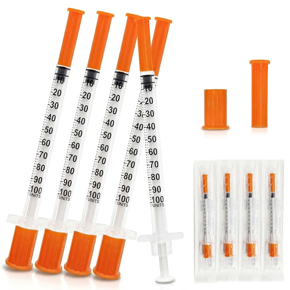 100pcs 0.5/1ml Disposable Syringes with 31Ga 8mm Stainless Needles Pet Feeding Lab Measuring Too - Automotive LED Light