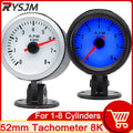 AD 52mm Tachometer tacometro 12V Car LED Tacho Gauge Tachometer 0-8000 RPM Meter White Black for - Automotive LED Light