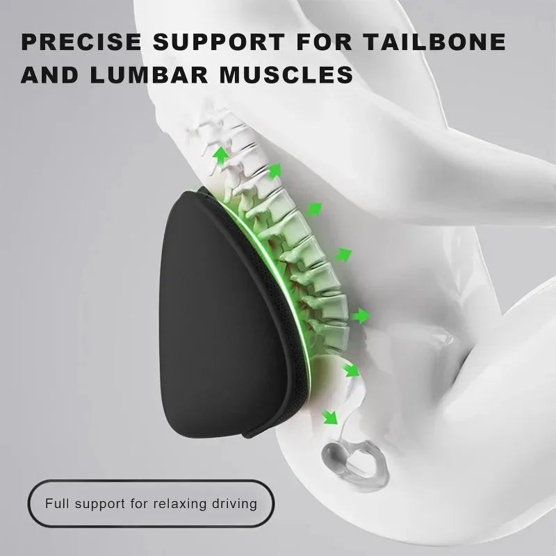 Lumbar Support Car Seat Pillow Memory Foam Breathable Back Protector for Office Chairs and Car I - Automotive LED Light