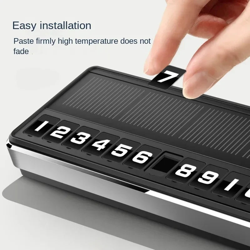 Solar Powered LED Parking Card Holder - Temporary Parking Pass with Multiple Number Options Car  - Automotive LED Light