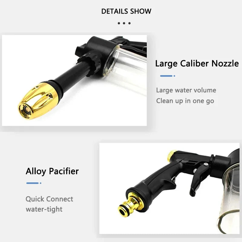 High Pressure Car Washing Water Gun Long Rod Nozzle Garden Hose Nozzle Multi-Function Watering T - Automotive LED Light
