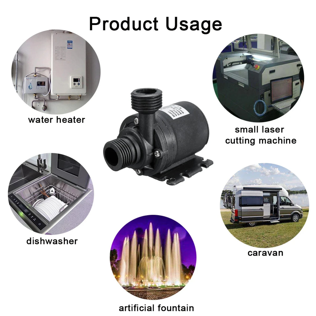 800L/H 12V DC 5M Submersible Hot Water Circulation Pump Solar Brushless Motor - Automotive LED Light