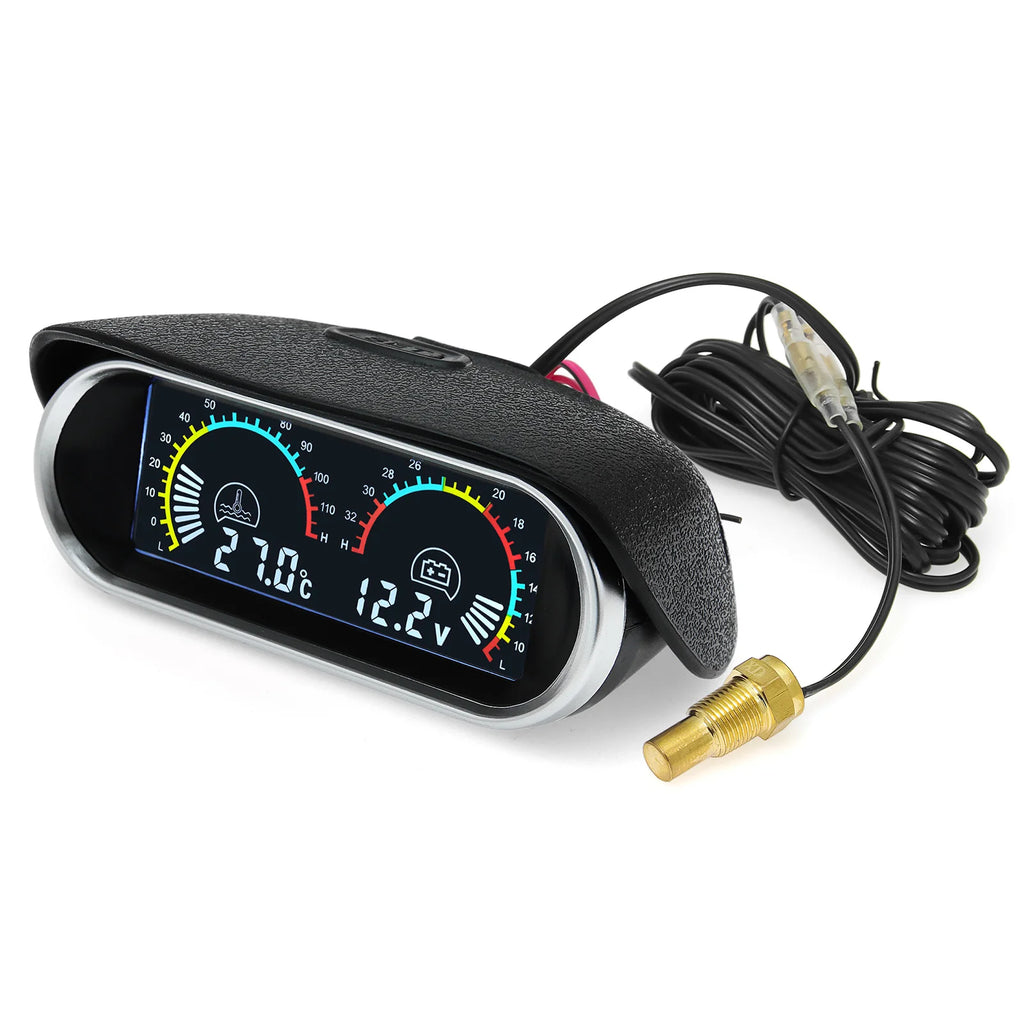 AD 2 in 1 LCD Car Water Temp Gauge Water Temperature Sensor 10mm Meter Voltmeter Voltage Digital - Automotive LED Light