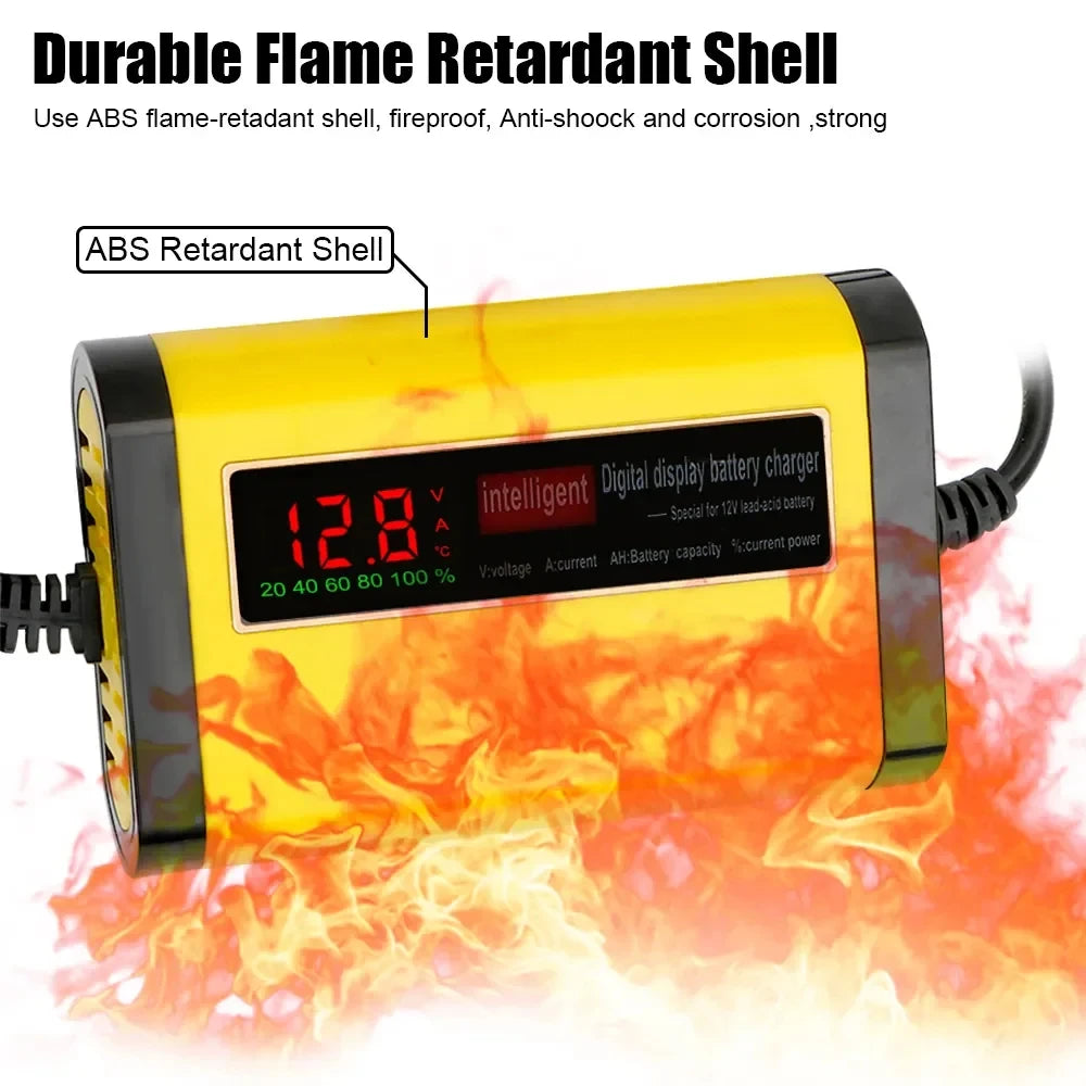 Full Automatic Car Battery Charger Digital LCD Display 2A Fast Charging 3 Stages Lead Acid AGM G - Automotive LED Light