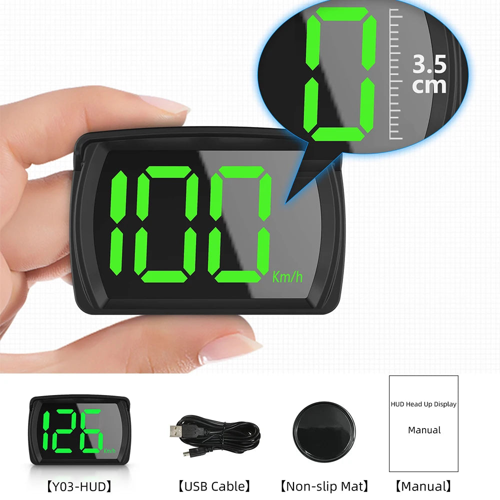 Universal Speedometer For All car Y03 GPS Head Up Display 2.8 Inch Mini HUD Gaug for Mini Y03 - Automotive LED Light