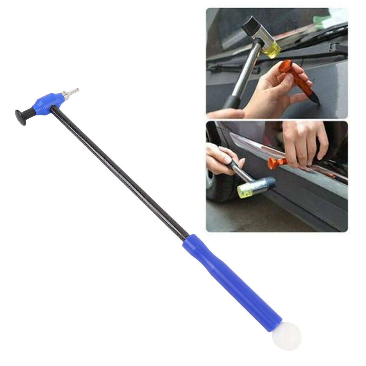 Auto Body Hammer Tools Set Paintless Dent Repair Leveling Hammer with 6 Replacement Heads for Ca - Automotive LED Light