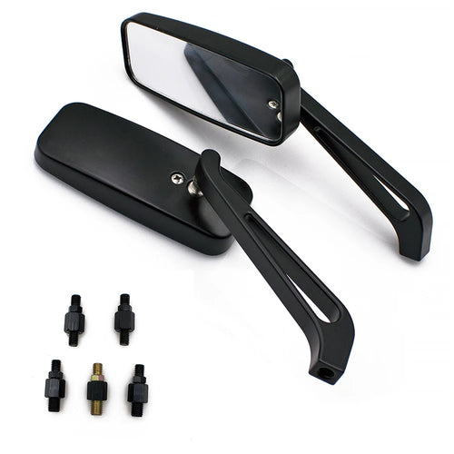 10/8mm Adjustable Side Mirror Motor Accessories 2PCS Rectangle Mirrors Motorcycle for Harley for - Automotive LED Light