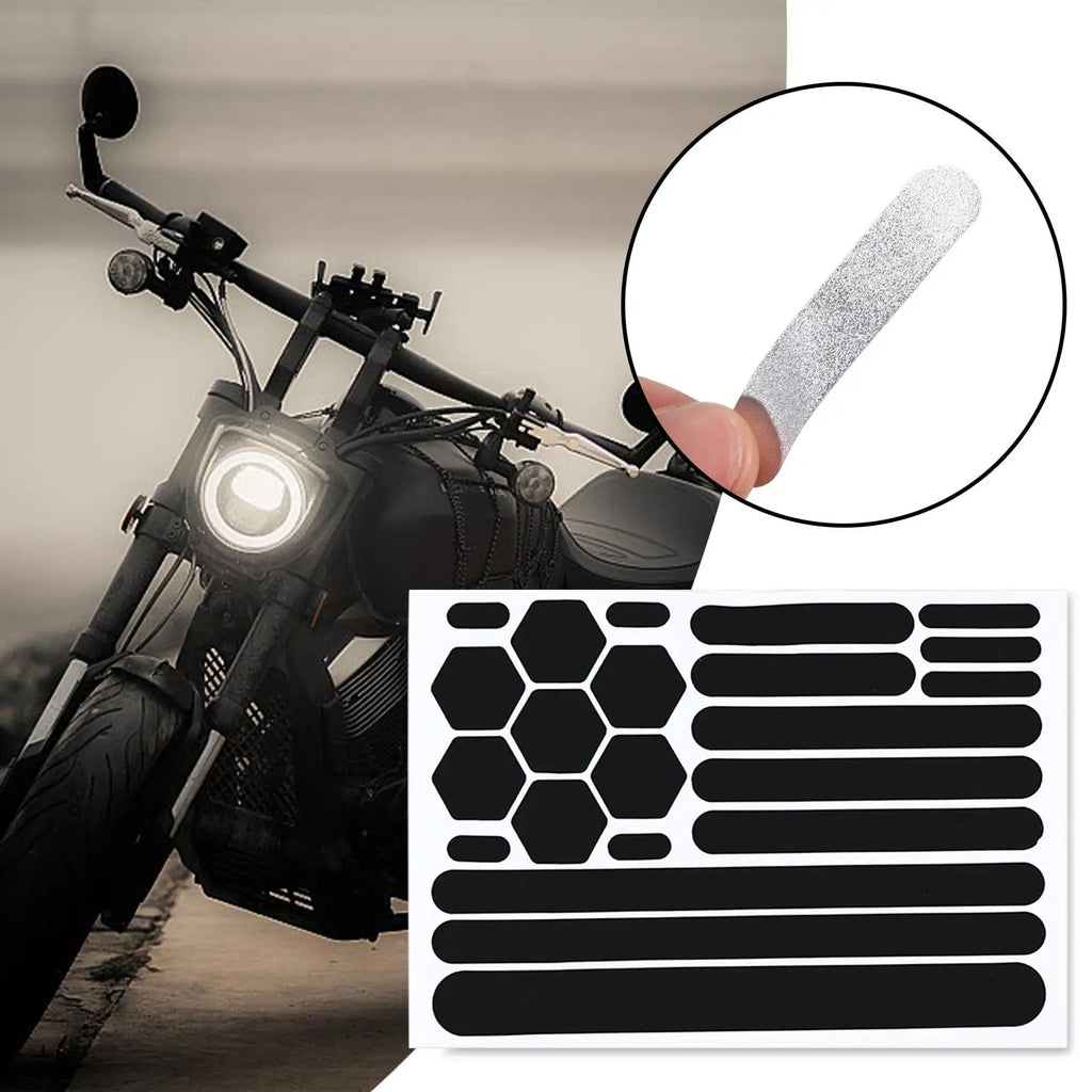 Motorcycle Sticker Reflective Gear Reflective Black Stickers Motorcycle Reflective Tape for Helm - Automotive LED Light
