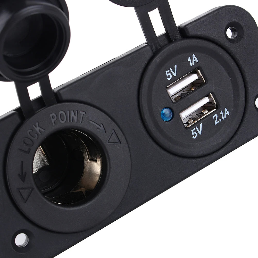 Dual USB Car Auto Cigar Lighter Socket Splitter 12V Charger Power Adapter Outlet - Automotive LED Light