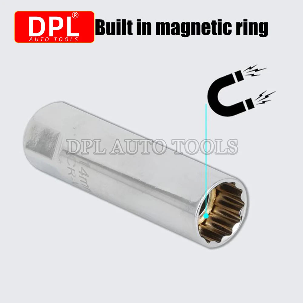 14mm/16mm Magnetic Spark Plug Socket Wrench 12 Angle Repair and Removal Tool Thin Wall 3/8 Inch  - Automotive LED Light