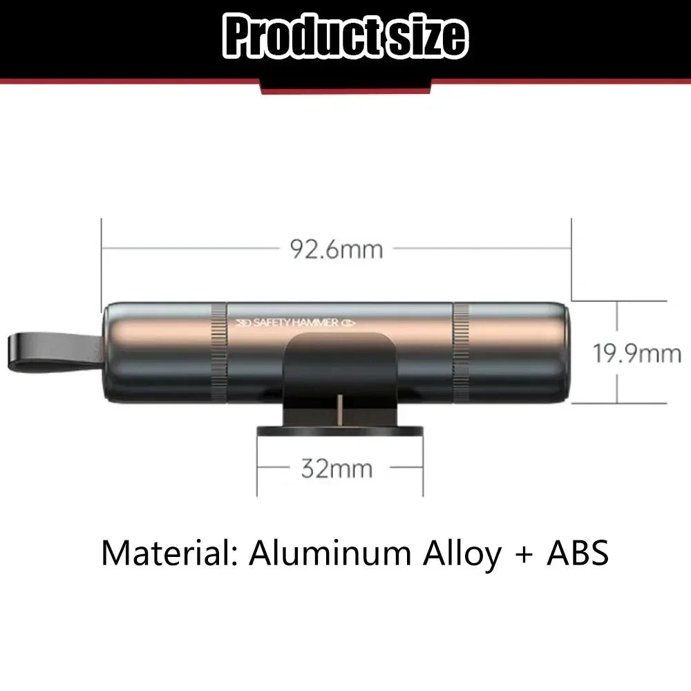 Aluminum Alloy Car Emergency Safety Hammer, Automatic Window Breaker with Hidden Seat Belt Cutte - Automotive LED Light