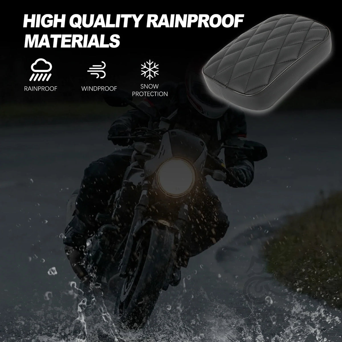 Universal New Motorcycle Black Suction Cup Rear Pillion Passenger Pad Seat For Harley 883 1200 4 - Automotive LED Light