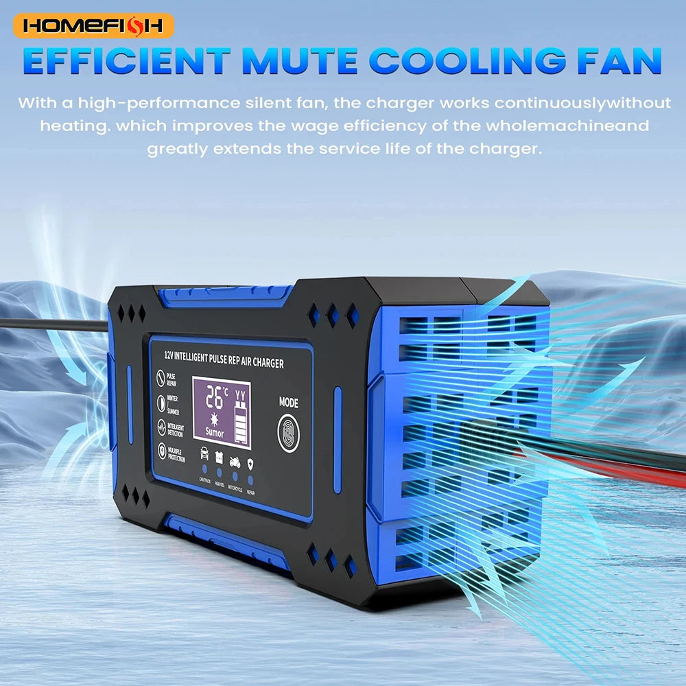 6A 12V Battery Repair LCD Display Intelligent Car Battery Charger Car and Motorcycle Battery Cha - Automotive LED Light