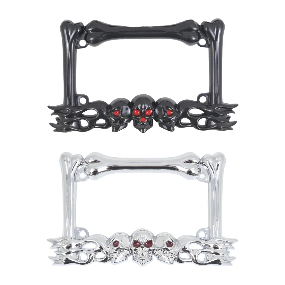 Skull Decor Motorcycle License Plate Frame Accessories Simple Assembly Motorbike Spare Parts Uni - Automotive LED Light