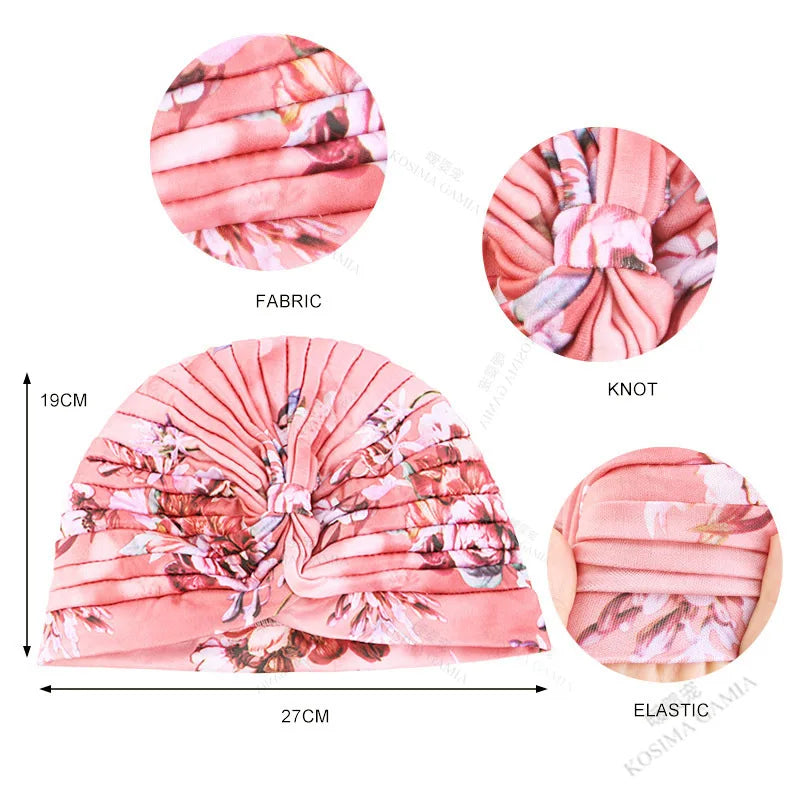 Fashion Printed Knot Turban Headwrap for Women Soft Chemo Cap Muslim Hijab Beanie Headscarf for  - Automotive LED Light
