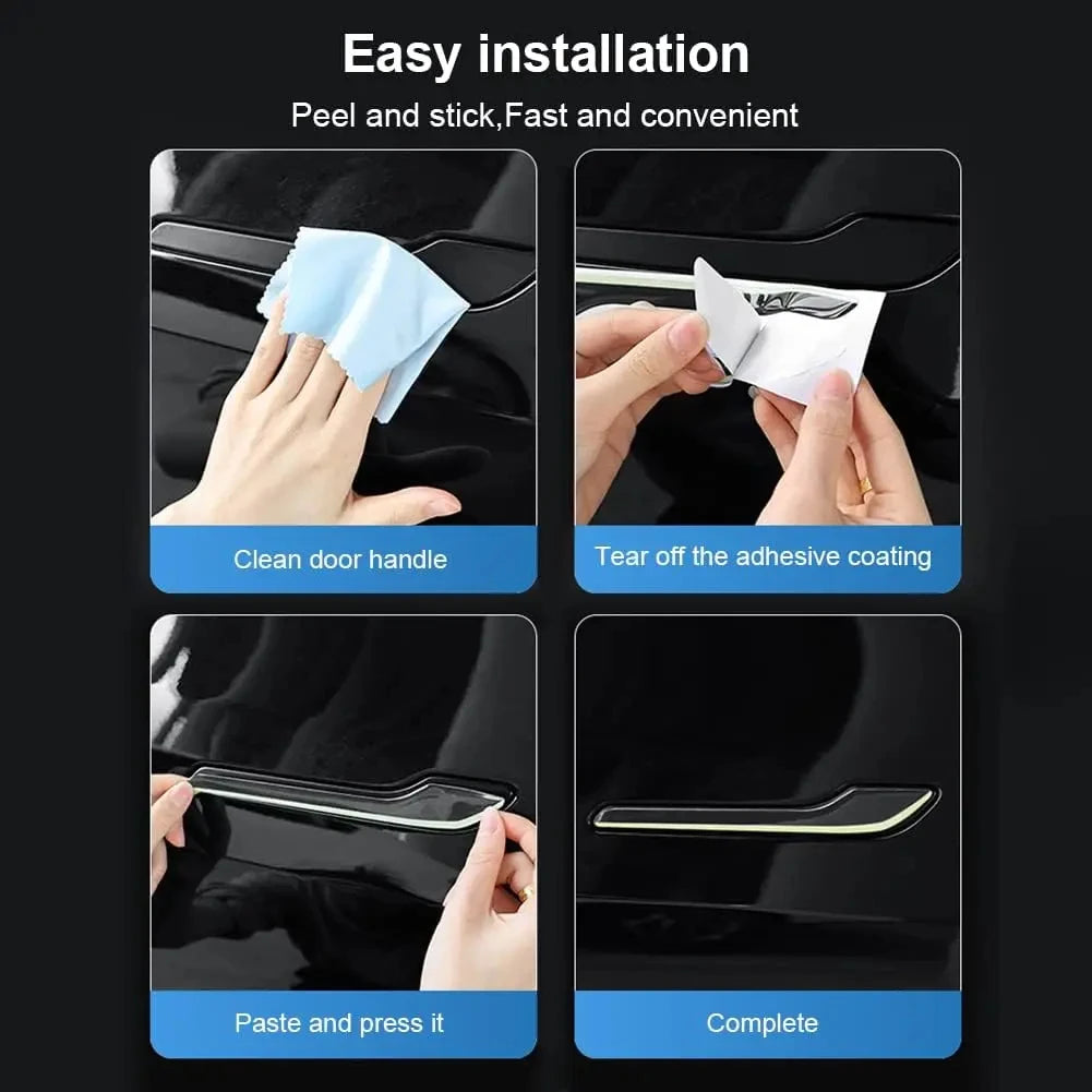 4PCS Car Door Handle Protector Stickers Anti-Scratch Car Door Handle Cover Guard Door Handle Wra - Automotive LED Light