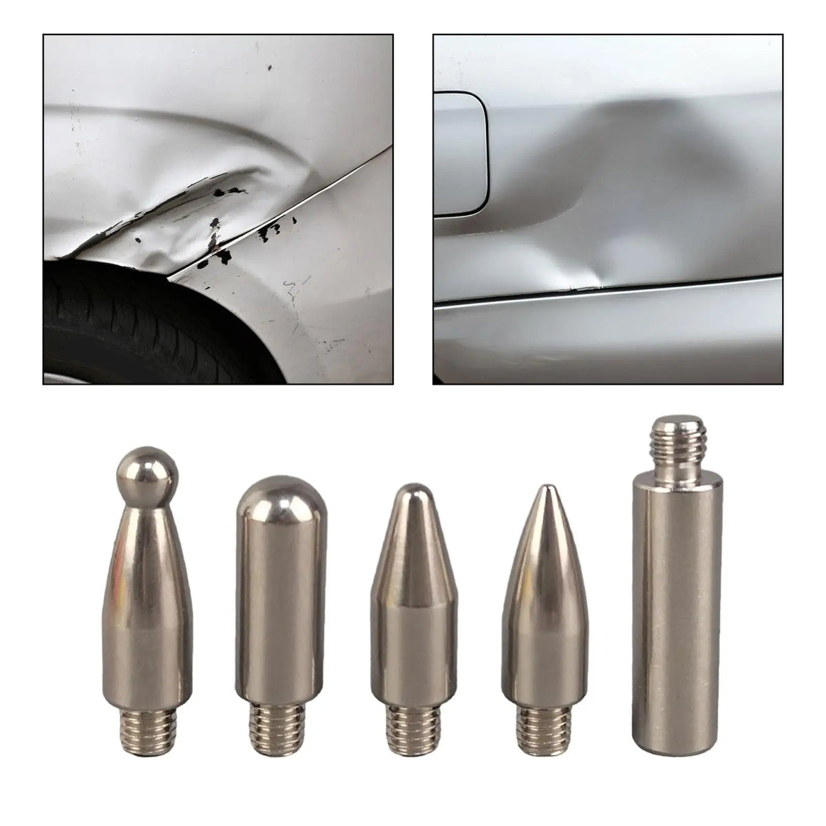 5 Pieces Cars Denting Hook Tips M8 Universal Dent Repair Pen Heads for Motorcycles Metal Plate W - Automotive LED Light