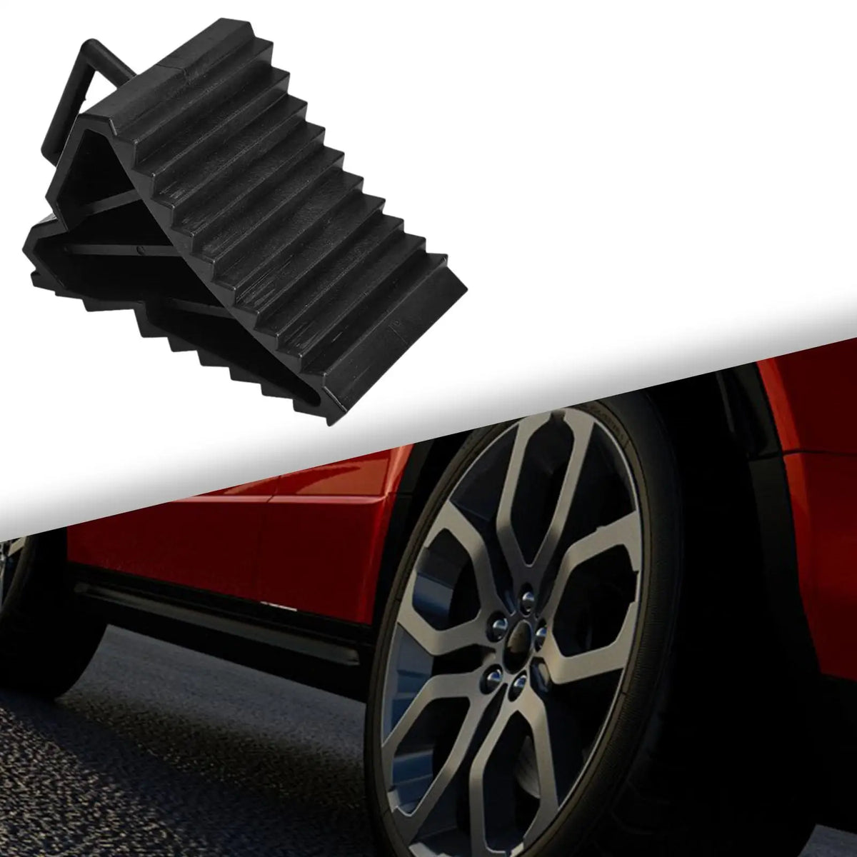 1/2PCS Wheel Chock Stabilizers For Truck RV Non Slip Triangle Base with Pull Handle Wheel Stabil - Automotive LED Light