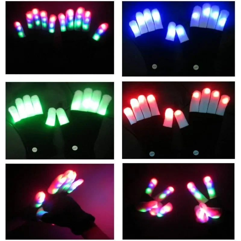 LED Light Night Glowing Gloves Finger Lighting Flashing Glow Mittens Glitter Gloves for Entertai - Automotive LED Light
