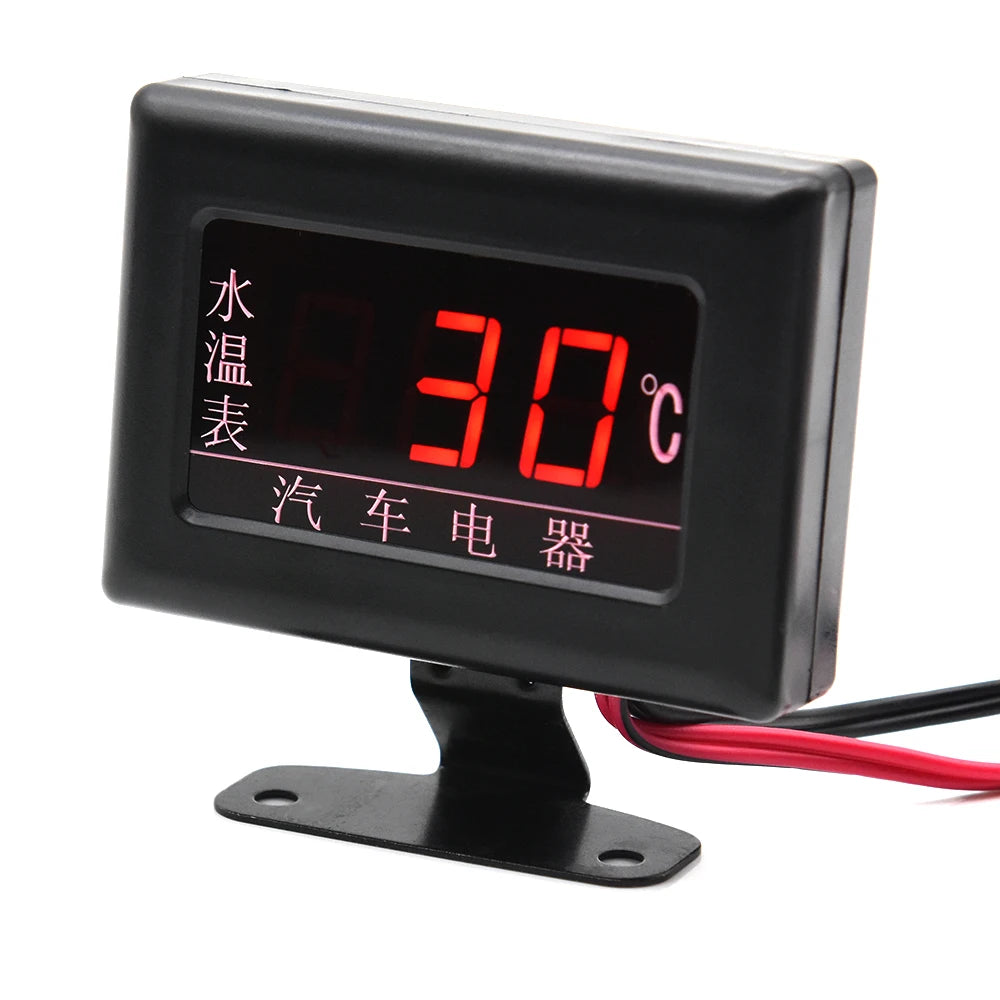 Universal 0～120 Celsius Water Temperature Gauge with Sensor Fit for 12V~24V Car Boat Marine Digi - Automotive LED Light