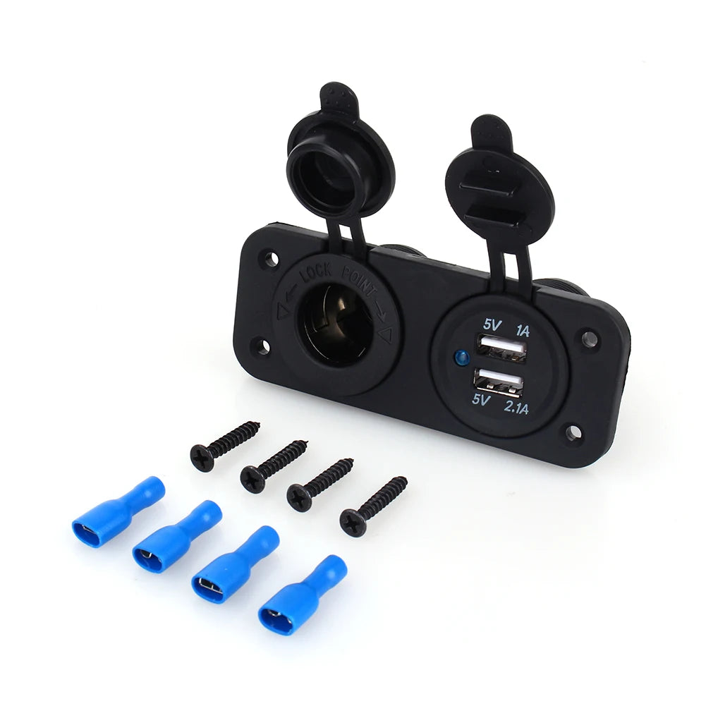 Dual USB Car Auto Cigar Lighter Socket Splitter 12V Charger Power Adapter Outlet - Automotive LED Light