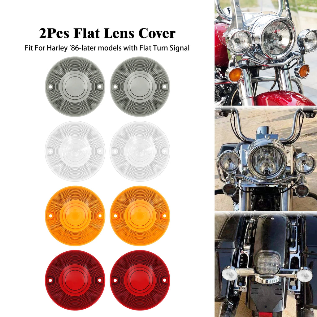 2X Motorcycle Turn Signal Flat Lens Cover For Harley Touring Road King Street Glide Tour Electra - LED Motorcycle Light
