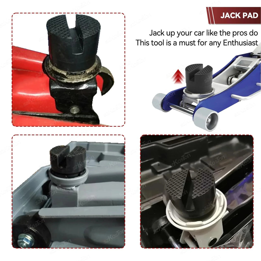 Universal Car Lift Jack Support Stand Rubber Pads Frame Protector Wheel Dolly Slotted Floor Fram - Automotive LED Light
