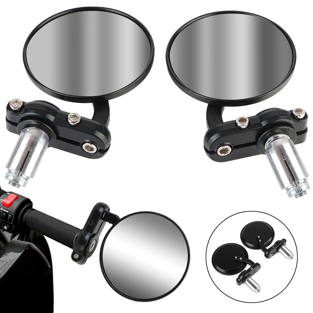 Fits For 22mm Handle Bar End Mounting Motorcycle Mirrors Auxiliary Rearview Side Mirror Motorcyc - Automotive LED Light
