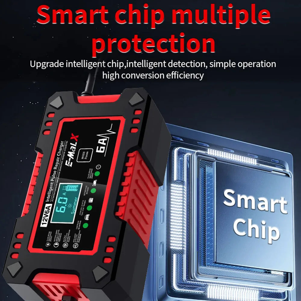 Car Battery Charger 12V 6A Digital Intelligent Pulse Repair Display Overvoltage Protection House - Automotive LED Light