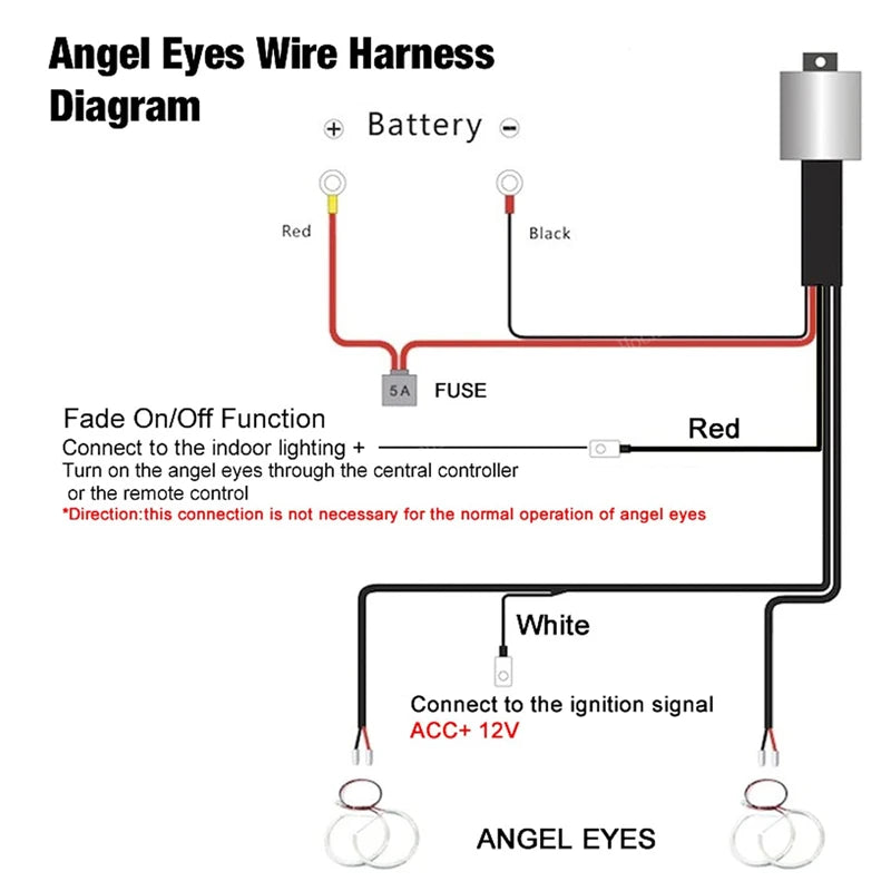 Angel Eyes Rings LED or CCFL W/ Fade-on Fade-off Features Relay Wiring Harness K for BMW E39 E38 E60 - Automotive LED Li