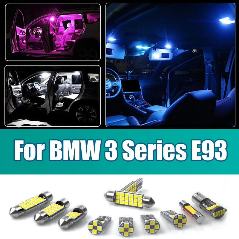 For BMW 3 Series E93 Cabrio 2007 - 2013 9pcs Car LED Bulbs Interior Reading Lamp for BMW E93 2007-2013 - Automotive LED
