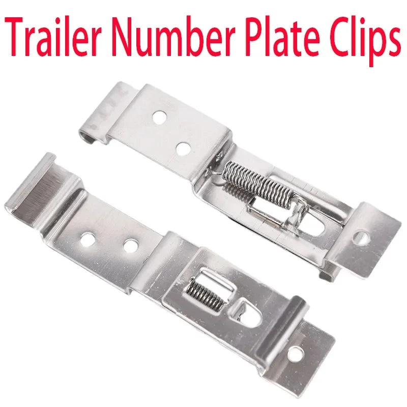 2 PCS Rectangular Car License Plate Spring Loaded Stainless Steel Bracket Cars Frame Holder Clam - Automotive LED Light